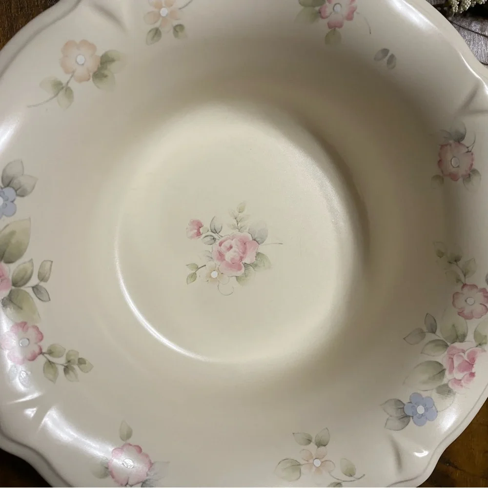 Vtg Pfaltzgraff Tea Rose Ruffled Scalloped Rim Vegetable Serving Bowl